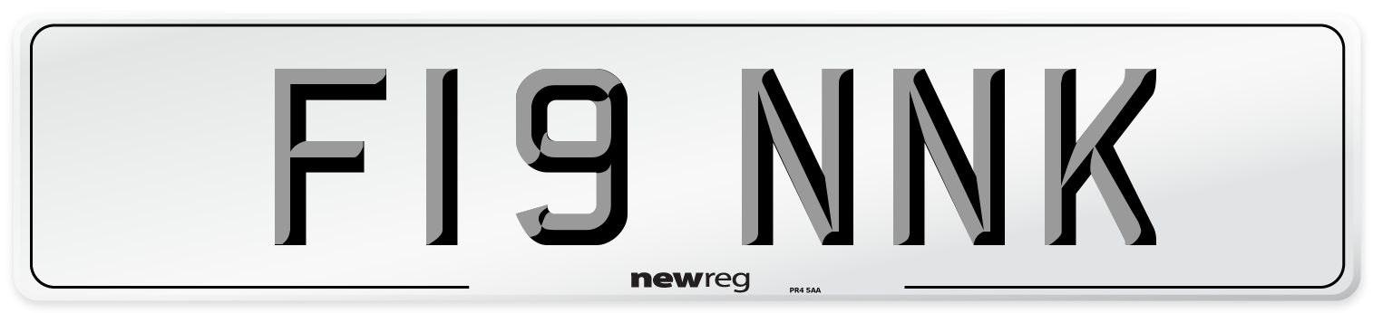 F19 NNK Number Plate from New Reg